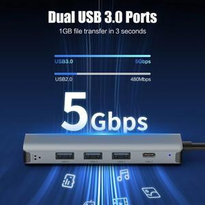 USB C 허브 USB-C 멀티 포트 어댑터 유형 C 3.1 USB 3.0 데이터 전송 MacBook Pro Air용 기가비트 이더넷 R