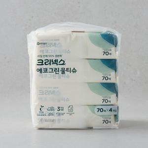 크리넥스 에코그린 물티슈 캡 70매*4입