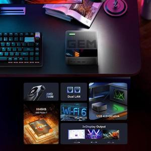 새로운! Chatreey GEM 미니 PC R7 8845HS 7840HS 780M R9 6900HX 680M 게임용 데스크탑 컴퓨터(WiFi 6/블루