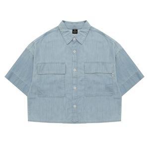 에꼴리에 세이브존03 틴톡 쿨 데님 크롭 셔츠  22P0351-BL