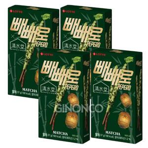 롯데 빼빼로 말차 37g 4개 청수당 디저트 전통과자 녹차 한정판과자 탕비실 대용량과자