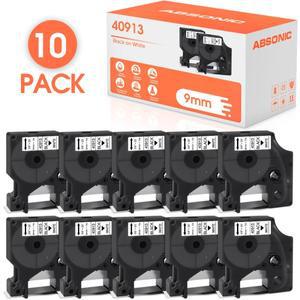 Dymo D1 테이프 용 10PK 9mm 라벨 40913 LabelManager 160 280 메이커와 호환되는 흰색 스티커의 검정색
