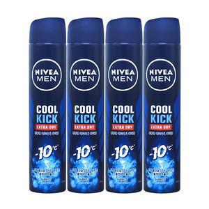 니베아 데오드란트 스프레이 쿨킥 포맨 200ml 4개묶음