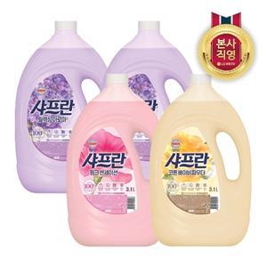 샤프란 섬유유연제 3.1L 용기 x 4개 (핑크/릴렉싱아로마/코튼) 택 1