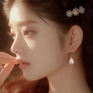 순은 92.5 진주 드롭 후크 귀걸이 LCSE082S