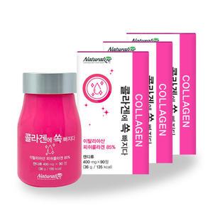 콜라겐에 쏙 빠지다 400mg 90정 3개 초 저분자 콜라겐 다이 펩타이드 히알루론산 식약청인정