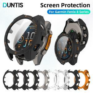 Garmin Fenix 8 용 유리 + PC 케이스 51mm AMOLED 솔라 스크린 프로텍터 강화 범퍼 강력한 보호 커버 액