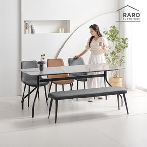 [/착불배송] 헨트 1800 포세린 양면 세라믹 6인 식탁 세트 (식탁+의자3+벤치1)