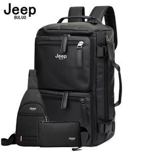 JEEP BULUO 빅 사이즈 남성 배낭 대용량 야외 라이딩 여행 가방 블랙 나일론 방수