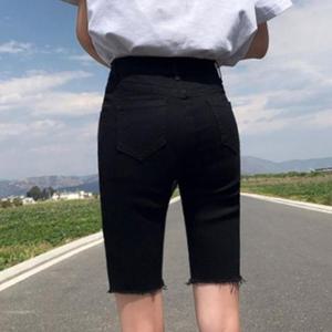 편한 여성 블랙 하이웨스트 스판 5부 팬츠 반바지 여자편한반바지