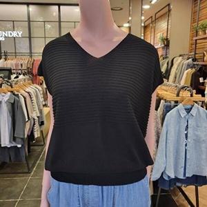 [셀러허브 1]올앤선드리 M백화점 썸머PO 니트반팔 V티셔츠 A5M4Y995(BLACK)