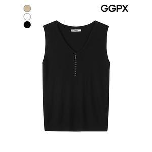 [하프클럽/GGPX]스터드 V넥 골지 민소매 니트 (GP4KP052F)