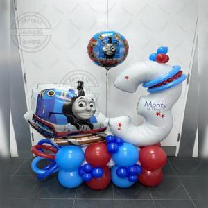 49PCS 만화 토마스와 친구 생일 장식 호일 풍선 번호 세트 32inch 선물 베이비  어린이 장난감 기차 키트