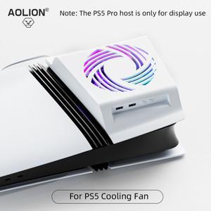 PS5 Pro/Slim 콘솔 용 Aolion RGB 온도 감지 Playstation 5 PRO 게임 액세서리 측면 장착형 냉각 팬