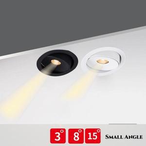 조광 가능한 매립형 LED COB 내장 천장 램프, 고정장치 다운라이트 초점 미니 스포트라이트, 좁은 빔 각도