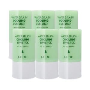 김정문알로에 큐어 워터 스플래쉬 쿨링 선스틱 23g(SPF50+) 연두스틱 얼음자차 6개 S1