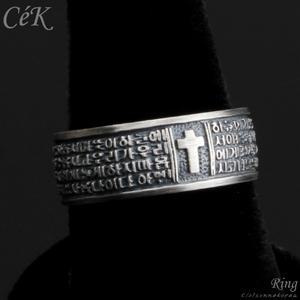 남자 은반지 실버 엔틱 십자가 주기도문 CeK R8271ME