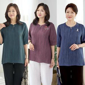 [Rosemom][엄마옷 로즈맘] 둥근차이나진주블라우스(풍기인견원단)