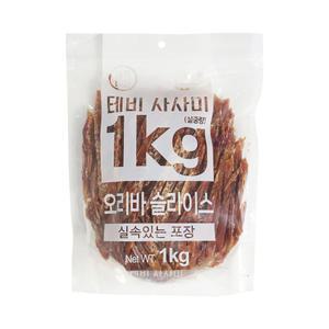 테비 사사미 1kg 오리바슬라이스 대용량 강아지간식