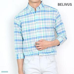 남자 7부 셔츠 BMS043 카라 체크 남방
