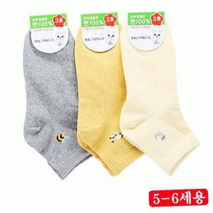 [RGP84OQS]색상랜덤 KID 03 6세용 3켤레 면양말 아동용 5