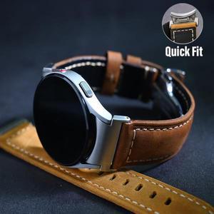 삼성 갤럭시 워치용 정품 가죽 스트랩, 갭 없음, 클래식 47mm 44mm, 퀵 핏 시계 밴드, 5 프로 용