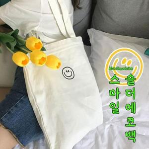 [라일리] Rly 스마일 2color 캔버스 보조 에코백 가방 숄더