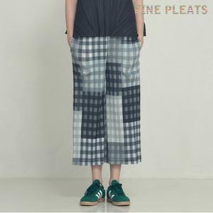 [FINE PLEATS] 피네 플리츠 체크 베이직 팬츠 그레이 체크