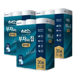[기타]모나리자 부자되는집 벨벳데코 3겹30롤 화장지x3묶음