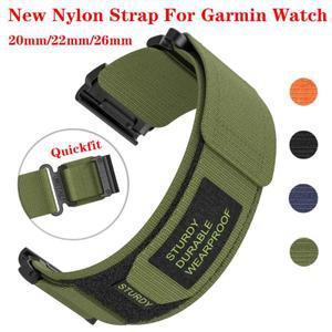 26 20mm 나일론 루프 스트랩 Garmin Fenix 6X Pro 7 Solar 5 Plus 3 Epix Quickfit 팔찌 밴드 Correa