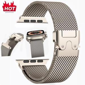 Apple watch Ultra 2 용 티타늄 밀라노 루프 49mm 시리즈 10 9 8 7 6 5 4 SE 스트랩 액세서리