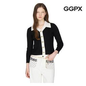 [GGPX]배색 카라 슬림 니트 가디건 (GP4KG002F)