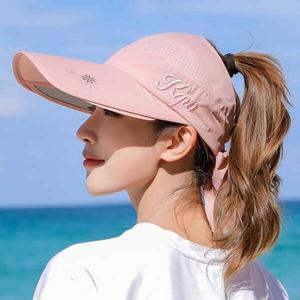 (연핑크 | free) 여성 챙조절 리본 썬캡 자외선차단 등산 낚시 골프모