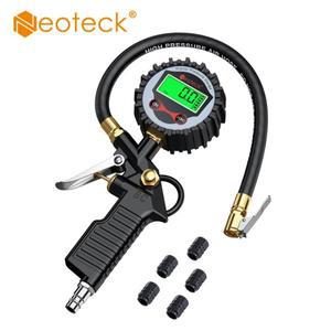 Neoteck LCD 디지털 디스플레이 타이어 압력 게이지 타이어 팽창기 게이지 백라이트 차량 테스터 블랙 밸브