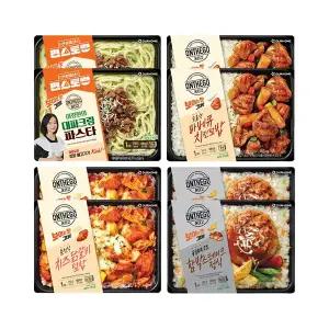 아워홈 온더고 대파크림파스타 295g+숯불향 바베큐치킨덮밥 341g+춘천식 치즈닭갈비 덮밥 290g+함박스테이크정식 290g 각 2개 (총 8개)