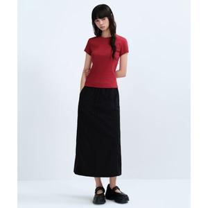 무신사 스탠다드 MUSINSA ANDAR D WOMAN 우먼즈 나일론 밴딩 롱 스커트 블랙 MWEKS201-BK 121271