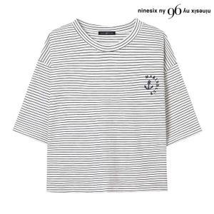 심플 스트라이프 오버핏 반팔 티셔츠 (NP2LW045L0)