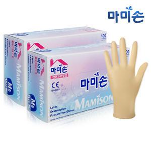 마미손 라텍스장갑(M)100매 x2개/니트릴/위생장갑