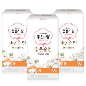 좋은느낌 좋은순면 라이너 롱 36Px3팩 /생리대 팬티라이너