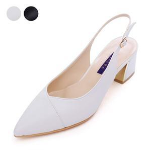 갤러리아 SAERA 세라 여성 소가죽 포인티드 토 슬링백 샌들 S20G406 백색 5CM