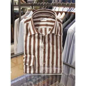 [밴브루](본점)20년 S/S ALBINI)린넨프린트ST-원피스카라 슬림셔츠(BKSSL1-127-BW)