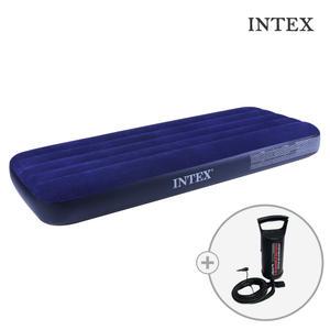INTEX 인텍스 듀라빔 다우니 블루 에어매트(싱글)+핸드펌프M(68612) 세트