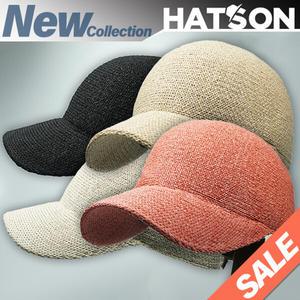 [햇츠온]H1-2101 HatsON 브랜드 남자 여자 여름 코디 메쉬 오렌지 블랙 폴리 밀짚 볼캡 챙 야구 모자 AA