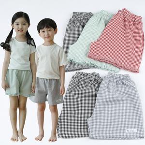 아동 체크 반바지 잠옷바지 여름 파자마 3부 국산 유아 유치원 초등
