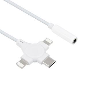 3.5mm AUX to USB C타입 IOS 8핀 3 in 1 오디오 케이블 IH604
