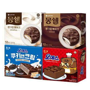 해태 오예스 360g+쿠키앤크림 360g+몽쉘 카카오케이크 408g+크림케이크 408g(총4개)