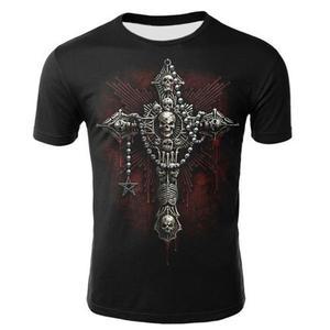 기사미 Skull 타투반팔티 유명타투이스트 해골티 라이더패션 메탈티 CA01575 Cross Skull Black