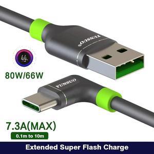 초장형 데이터 미션 변속기 고속 충전 케이블 USB to C타입 엘보 7A 65W 80W Oppo vivo 확장 10cm 1m 3m 4m