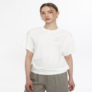[닥스 여성] [24SS] DLTS4B303OW화이트 DD자수 면혼방 니트넥 뒷밴딩 반팔티셔
