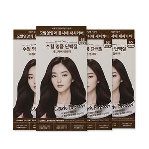 수월 명품 단백질 새치커버 염색약 6S 진한갈색(4개)